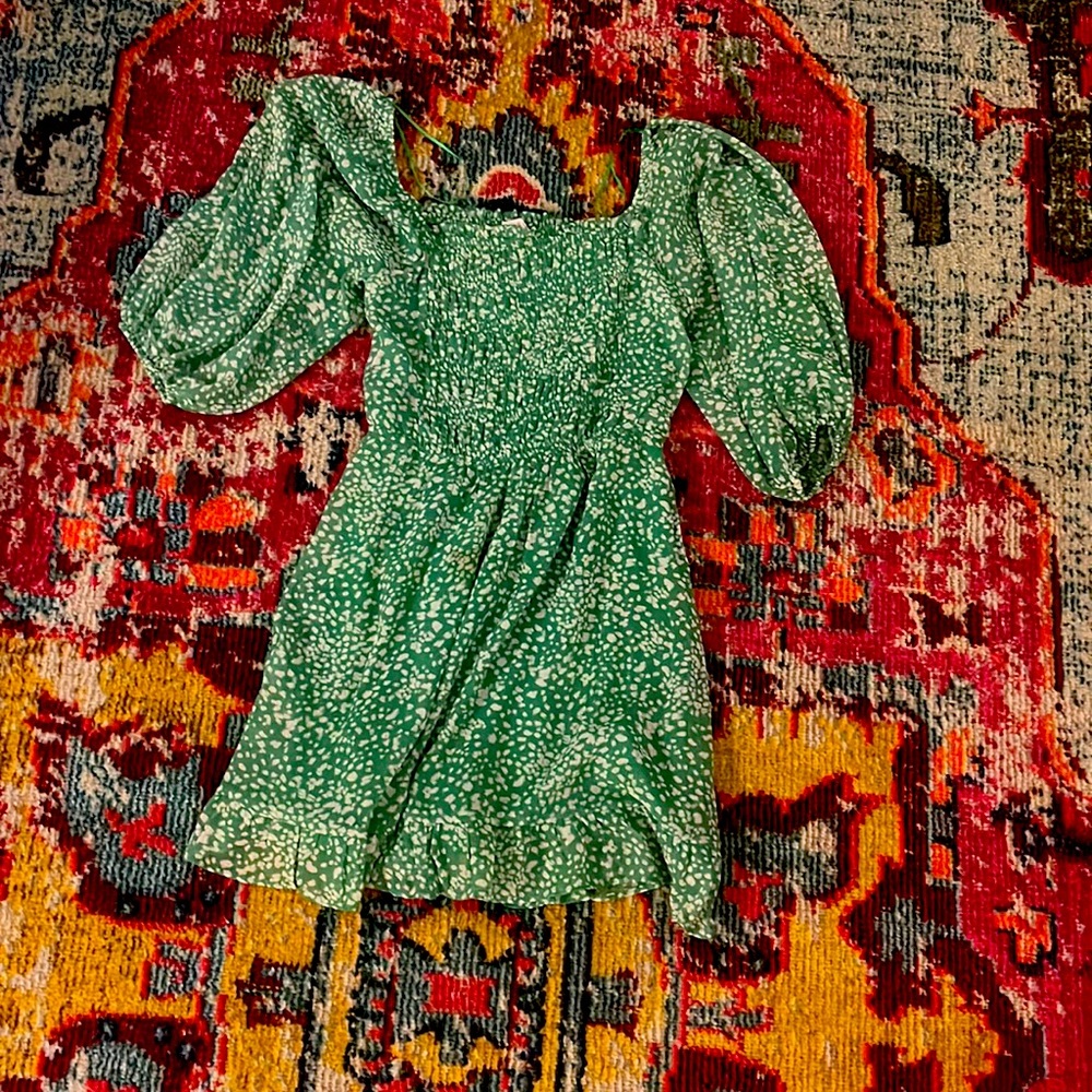 Green and white short summer dress!